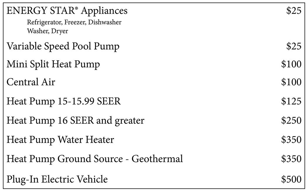 Rebate amounts